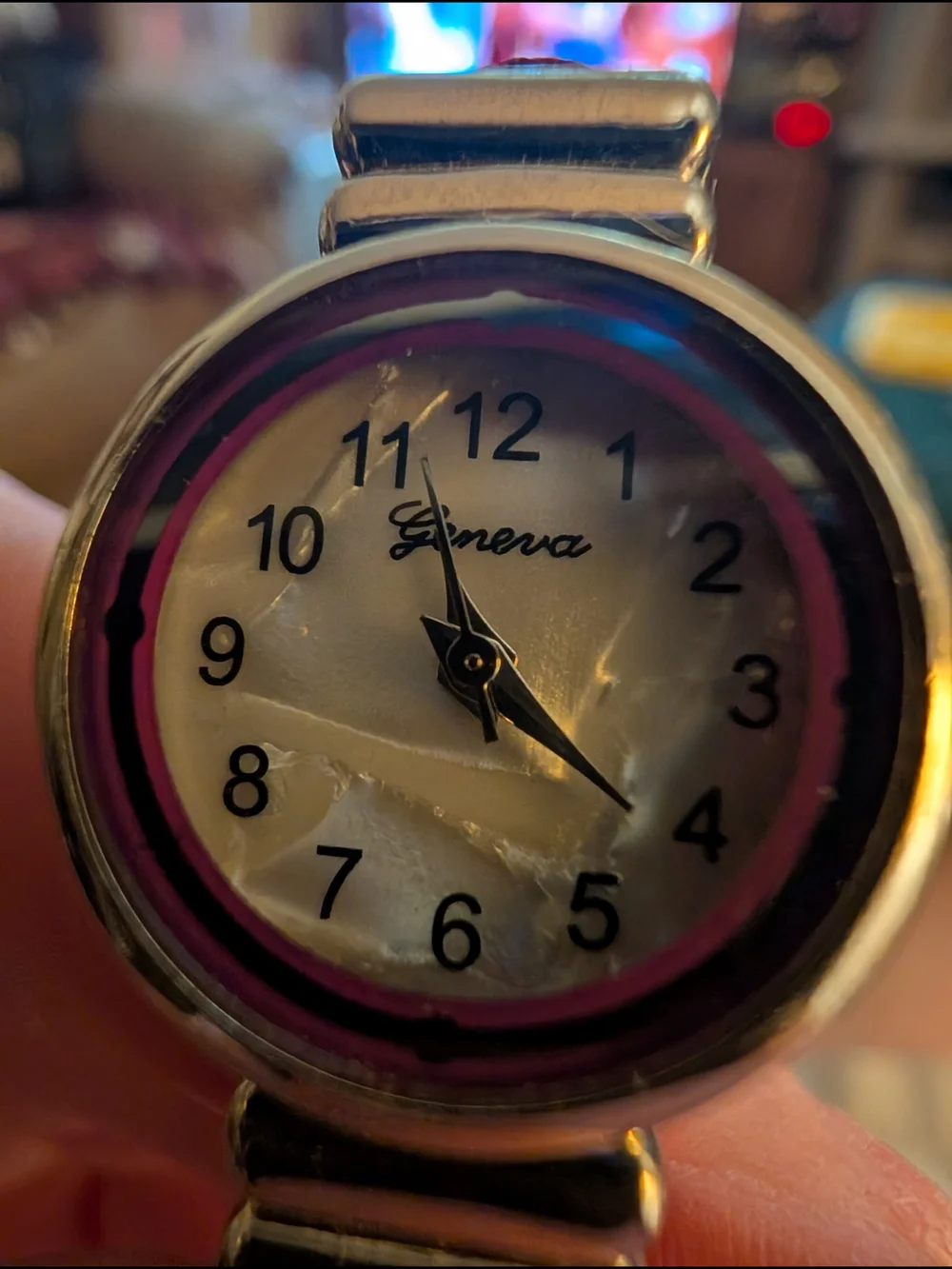 Vintage Geneva Silver Tone Watch with Purple Accent With Brand New Battery